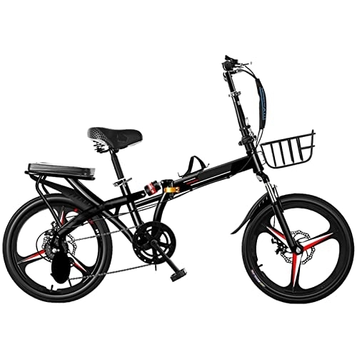 Folding Bike : SLDMJFSZ Folding Bike, 20 inch Foldable Bicycle with Disc Brakes Aluminium Wheels Easy Folding City Bicycle Double Shock Absorber, Black