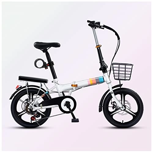 Folding Bike : SLDMJFSZ Folding Bike for Boy Girl, 20 inch 7 Speed 3 knives Variable Speed Foldable Bicycle with Disc Brakes Non-slip Wheels, Rainbow White