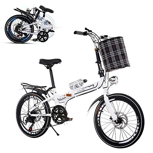 Folding Bike : SLRMKK Folding Adult Bicycle, Ultra-light Portable 20-inch Variable Speed Student Mini Bike, Front and Rear Double Discbrake 6-speed Seat Adjustable