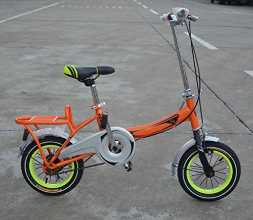 Folding Bike : Speed ? Bicycle 12 Inch 16 Inch 20 Inch Lightweight Adult Children's Bicycle Bike, Orange-12in
