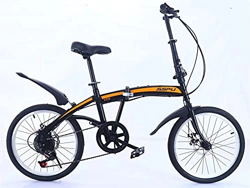 Folding Bike : Spoke Wheel 20 Inch Variable Speed Double Disc Brake Folding Bicycle Adult Outdoor Riding Alloy Road Mountain Bike, Black