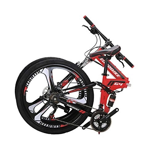Folding Bike : Steel frame folding mountain bike G4 26-inches Equipped with 21-speed transmission Double disc brake Mountain Bike