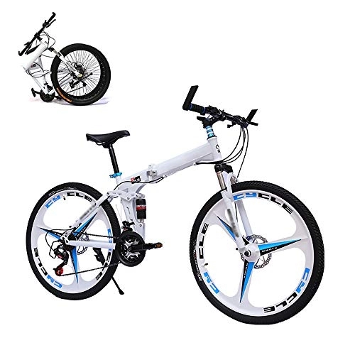 Folding Bike : STRTG Adult MTB Foldable Bicycle, Folding Bike, Folding Mountain Bike, Folding Outroad Bicycles, 21 * 24 * 27 * 30-Speed, 24 * 26-inch Wheels Outdoor Bicycle
