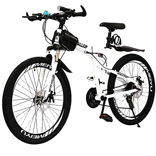Folding Bike : STRTG Folding Bike, Folding Mountain Bike, Adult MTB Foldable Bicycle, Folding Outroad Bicycles, 21 * 24 * 27 * 30-Speed, 24 * 26-inch Wheels Outdoor Bicycle
