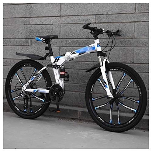 Folding Bike : STRTG Mini folding bike, folding outdoor bikes, Foldable mountain bike, folded in 15 seconds, 24 * 26in Full suspension MTB folding bike, 21 * 24 * 27 speed