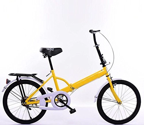 Folding Bike : Student Car Folding Car Folding Bicycle High-end Gifts Bicycle 20-inch Portable Bicycle Cycling Cross-country Bike, Yellow-20in