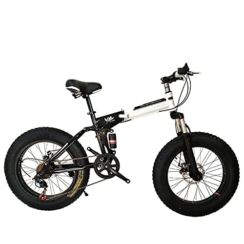 Folding Bike : SXRKRZLB Folding Bikes 4.0 Large Wide Tire Snowmobile Beach Variable Speed Mountain Bike Adult Male And Female Student Bicycle (Color : Black)