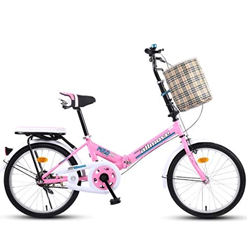 Folding Bike : SXRKRZLB Folding Bikes Portable Folding Bicycle, 20 Inch Adult Outdoor Bike Student Suspension Mountain Bike Park Travel Bicycle Outdoor Leisure Bicycle (Color : Pink)