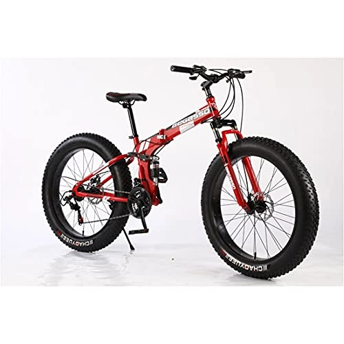 Folding Bike : SXRKRZLB Folding Bikes Two-wheeled Shock-absorbing Mountain Bike, Folding Bike, Off-road Variable Speed Bicycle, Male And Female Student Youth Bicycle (Color : Red)