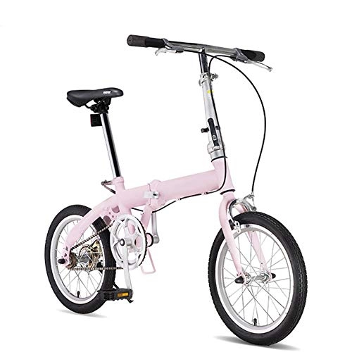Folding Bike : SYCHONG 20" Folding Bicycle for Adult, 6 Speed Ultra Light Portable Male And Female Adult Small Mini Ordinary Walking, Pink