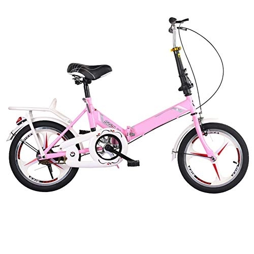 Folding Bike : SYCHONG Folding Bicycle, 16 Inch Male And Female for Adults Ultralight Children Portable Small Road Bike, Double Brake, C