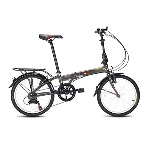 Folding Bike : szy Folding Bike Foldable Bike Foldable Bicycle 20 Inch Ultralight Bicycle Portable Small Bicycle Adult Folding Bicycle Student Speed ​​Bike (Color : Gray, Size : 150 * 88-110cm)
