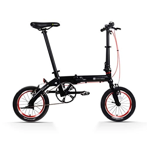 Folding Bike : szy Folding Bike Foldable Bike Folding Bicycle 14 Inch Aluminum Alloy Bicycle Portable Folding Bicycle Adult Male And Female Bicycles Ultralight Mini-bike (Color : Black, Size : 14 inches)