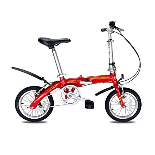 Folding Bike : szy Folding Bike Foldable Bike Folding Bicycle 14 Inch Folding Bicycle Aluminum Alloy Adult Bicycle Ultralight Student Bike (Color : Red, Size : 110 * 80-90cm)