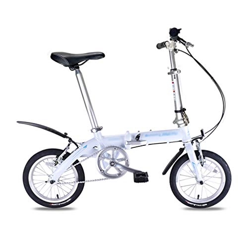 Folding Bike : szy Folding Bike Foldable Bike Folding Bicycle 14 Inch Folding Bicycle Aluminum Alloy Adult Bicycle Ultralight Student Bike (Color : White, Size : 110 * 80-90cm)