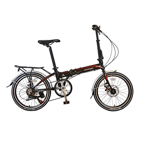 Folding Bike : szy Folding Bike Foldable Bike Folding Bicycle 20 Inch Variable Speed Bicycle Aluminum Alloy Folding Bicycle Student Adult Bicycle Double Disc Brakes Front And Rear (Color : Black, Size : 20 inches)