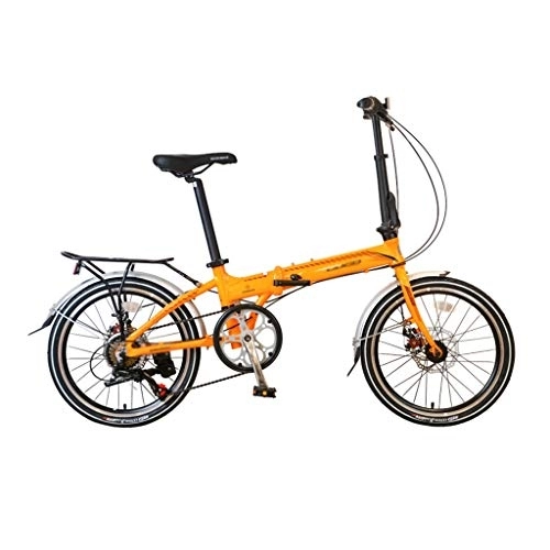 Folding Bike : szy Folding Bike Foldable Bike Folding Bicycle 20 Inch Variable Speed Bicycle Aluminum Alloy Folding Bicycle Student Adult Bicycle Double Disc Brakes Front And Rear (Color : Yellow, Size : 20 inches)