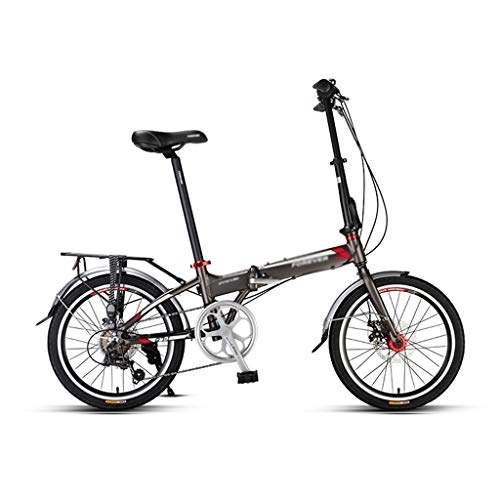 Folding Bike : szy Folding Bike Foldable Bike Folding Bicycle Adult Folding Bicycle Aluminum Alloy Variable Speed Bicycle City Bike (Color : Gray, Size : 20 inches)
