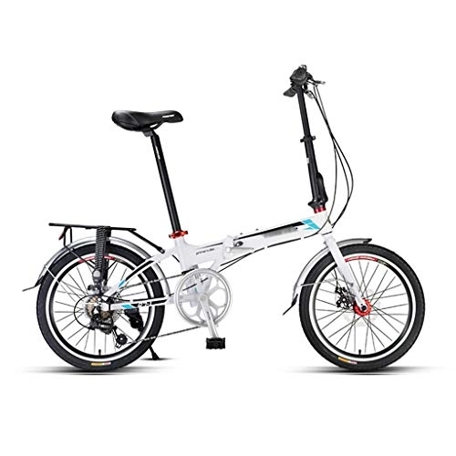 Folding Bike : szy Folding Bike Foldable Bike Folding Bicycle Adult Folding Bicycle Aluminum Alloy Variable Speed Bicycle City Bike (Color : White, Size : 20 inches)