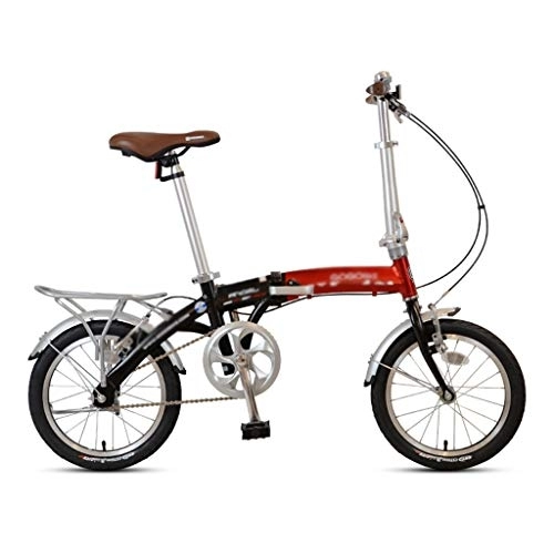 Folding Bike : szy Folding Bike Foldable Bike Folding Bicycle Adult Road Master Bikes Aluminum City Bike 16 Inch Folding Bicycle Men And Women Commuter Bike Ultra Light Portable (Color : Red, Size : 16 inches)