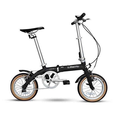 Folding Bike : szy Folding Bike Foldable Bike Folding Bicycle Aluminum Alloy Ultra-light Portable Student Bicycle 14 Inch Folding Bicycle Commuter Bike (Color : Black, Size : 113 * 80-90cm)