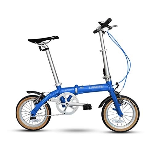 Folding Bike : szy Folding Bike Foldable Bike Folding Bicycle Aluminum Alloy Ultra-light Portable Student Bicycle 14 Inch Folding Bicycle Commuter Bike (Color : Blue, Size : 113 * 80-90cm)