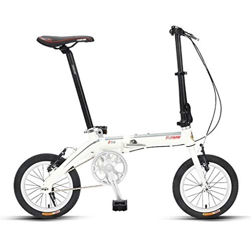 Folding Bike : szy Folding Bike Foldable Bike Folding Bicycle Foldable Bicycle Ultralight 14-inch Bicycle For Commuting To Work Portable And Trunk (Color : White, Size : 14 inches)