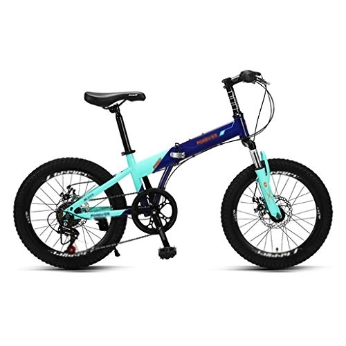 Folding Bike : szy Folding Bike Foldable Bike Folding Bicycle High-carbon Steel Foldable Bicycle 6-speed Mountain Bike Student Youth Bicycle (Color : Blue, Size : 20 inches)