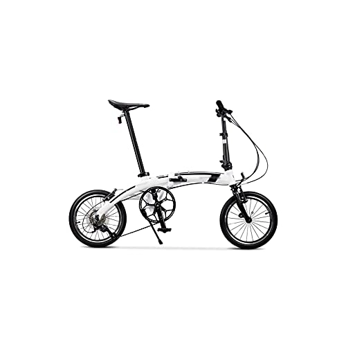 Folding Bike : TABKER Bike Folding Bicycle Dahon Bike Aluminum Alloy Frame Curved Beam Portable Outdoor (Color : White)