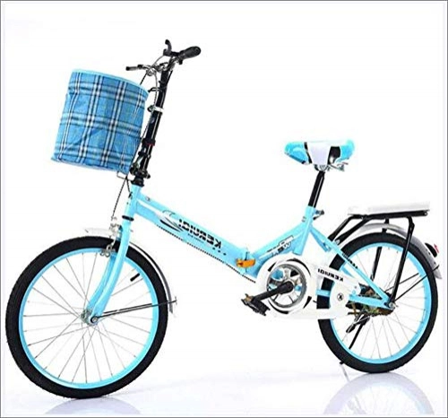 Folding Bike : TANERDD Road Bike Leisure bike Carrier Bicycle Portable Student Bicycle Bike Folding Bicycle Ultra Light Variable Speed For Birthday 20 Inch, Blue