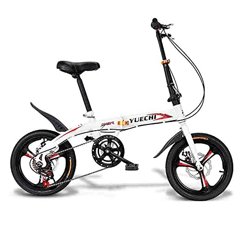 Folding Bike : TANGIST Folding Bicycles, Compact Bicycles With 6 Speeds, Frisbee Disc Brakes, High-strength 16-inch Steel Rims, Shockproof, Easy To Fold, Multi-color(Color:black)