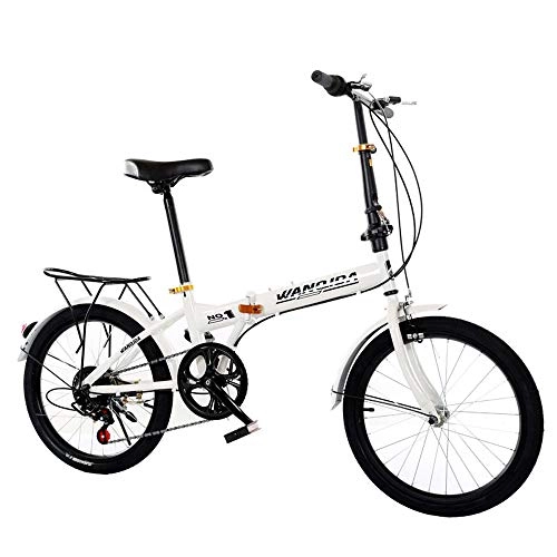 Folding Bike : TATANE 20 Inch Variable Speed Folding Bicycle, Adult Folding Bicycle, Outdoor Commuting Student Bike Gift Car, White, 20inch