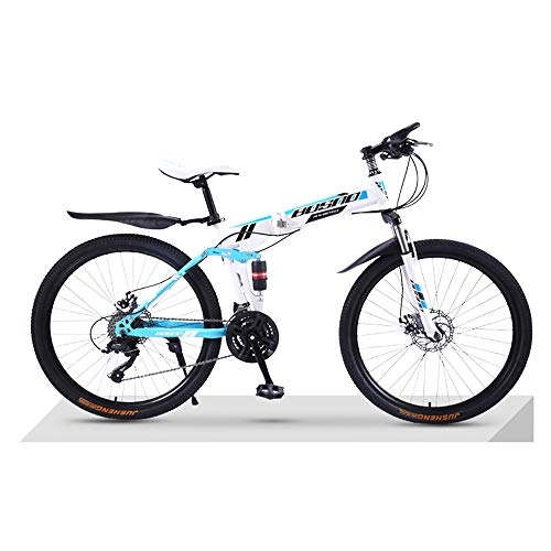 Folding Bike : TATANE Mountain Bike Bicycle, Adult Folding 24 Inch 26 Inch Double Shock-Absorbing Off-Road Shifting Double Disc Brakes Male And Female Student Bike, B, 26 inch 27 speed