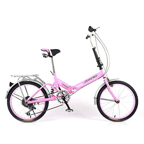 Folding Bike : Tbagem-Yjr 20 Inches Wheels Folding Bike, Bicycle City Road Bike for women sports leisure unisex (Color : Pink, Size : 6 speed)