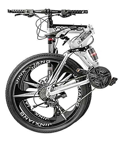Folding Bike : Tbagem-Yjr 24-inch Folding Mountain Bicycles, 3 Knife Wheels With Absorbers And Dual Disc Brakes 21 / 24 / 27 / 30 Speed Grey (Speed : 24speed)