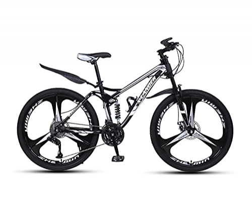 Folding Bike : Tbagem-Yjr 24 Inch Mountain Bike Folding Bikes, 21 / 24 / 27 / 30 Speed Frame 3 Spoke Wheels Full Suspension AntiSlip Variable Speed Racing Shock Absorption Bikes (Color : A, Size : 30speed)