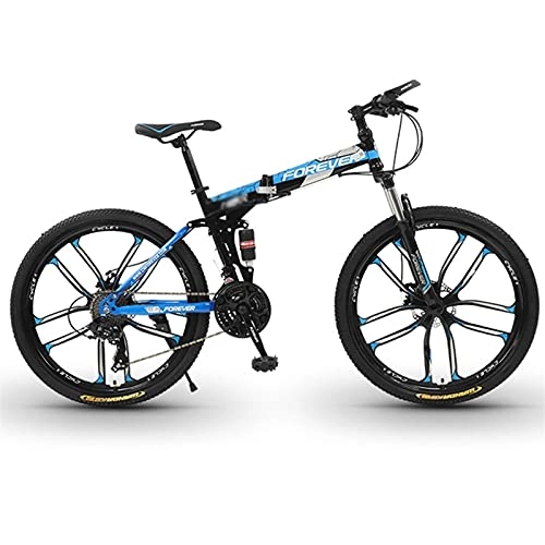Folding Bike : Tbagem-Yjr 24 Inches Foldable Mountain Bicycle, 27 Speed Folding Bike 10 Knife Wheels Carbon Steel Frame Bike With Dual Disc Brakes Lightweight Bike For Adult Color: A-D (Color : A, Speed : 24speed)
