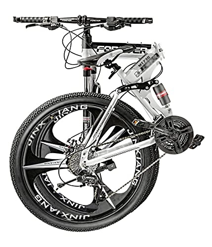 Folding Bike : Tbagem-Yjr 26 Inch Mountain Bike, 21 / 24 / 27 / 30 Variable Speed Cross-Country Bike Foldable Bicycle 3 Knife Wheels Bikes Grey 23kg (Speed : 24speed)