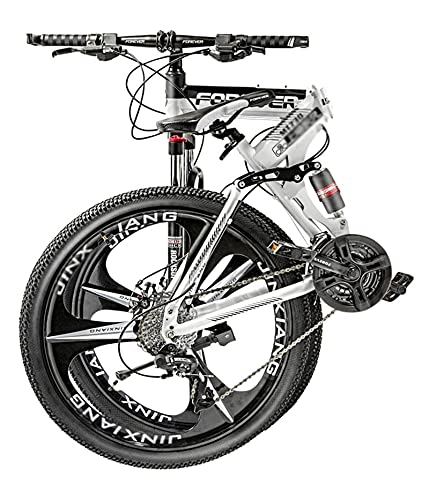 Folding Bike : Tbagem-Yjr 26 Inch MTB Dual Suspension Bicycle, 21 / 24 / 27 / 30 Variable Speed Cross-Country Bike Foldable Bicycle 3 Knife Wheels Bikes Grey 23kg (Speed : 24speed)