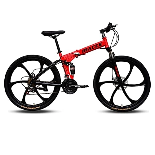 Folding Bike : Tbagem-Yjr 6 Knife Wheels Folding Mountain Bike 26 Inch 24 Speed Male And Female Students Shift Absorber Adult Foldable Bike Disc Brakes Color: A-C (Color : A, Speede : 21speed)