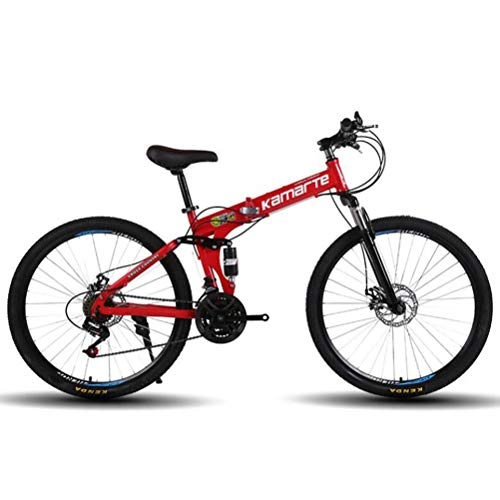 Folding Bike : Tbagem-Yjr Damping Variable Speed Folding Mountain Bike Bicycle - City Road Bicycle Mens MTB (Color : Red, Size : 27 Speed)