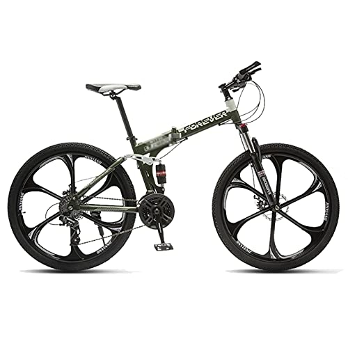 Folding Bike : Tbagem-Yjr Dual Disc Brakes Bicycles 6 Knife Wheels Folding Mountain Bike 26 Inch Mountain Bikes 21 / 24 / 27 / 30 Speed Women / men Crosscountry Bicycle Color:A, B (Color : B, Speed : 21speed)
