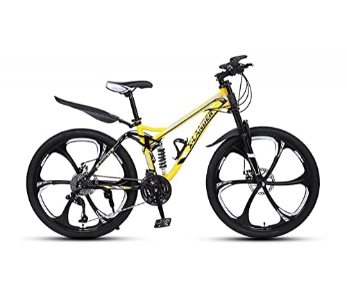 Folding Bike : Tbagem-Yjr Folding Mountain Bike 24 Inch, 21 / 24 / 27 / 30 Speed 6-spoke Carbon Steel Disc Brake Bicycle Folding Bike For Adult (Color : B, Size : 21speed)