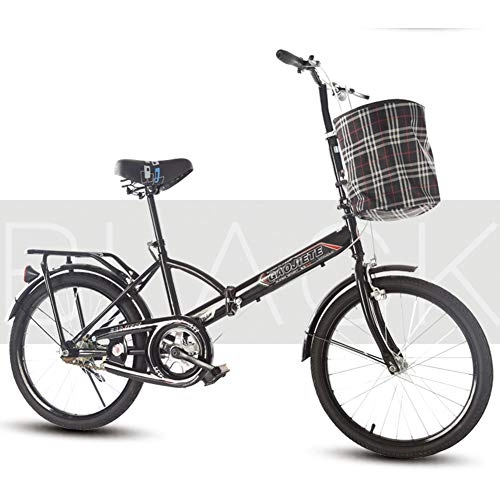 Folding Bike : TBAN 20-Inch, Adult Student Folding Bike, City Commuter Bike, High Carbon Steel Frame, Convenient Bicycle, 4 Color Options, Black