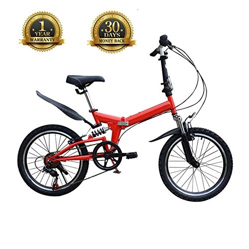 Folding Bike : TBAN 20 Inch, Double Folding Bicycle, Children's Adult Portable Bicycle, Shock Absorption, Mountain Road Bicycle