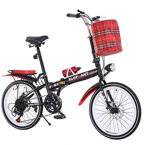 Folding Bike : TBAN 20-Inch, Folding Portable Bicycle, Shock Absorption Ultra-Light, 6-Speed Bicycle, Front And Rear Disc Brakes, B