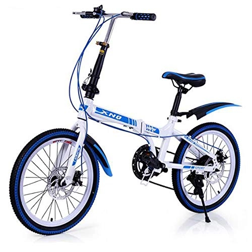 Folding Bike : TBAN 20 Inch, Variable Speed, Double Disc Brakes, Folding Bike, Mountain City Bike, Suitable for Office Workers, Students, Cycling Enthusiasts, Blue