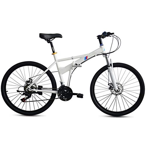 Folding Bike : TBAN 26-Inch, Folding Bike, Ultra-Light Aluminum Alloy, 21-Speed, Disc Brakes, Folding Mountain Bike, City Bike, White