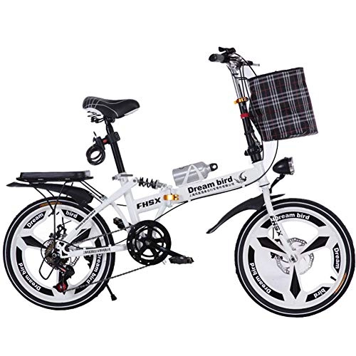 Folding Bike : TBAN Folding Bike, Ultra-Light Shock Absorption, 20-Inch, 6-Speed Fast Shifting System, Urban Commuter Bike (High Version), B