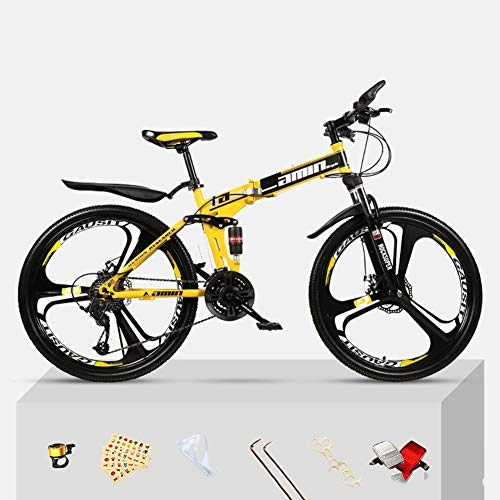 Folding Bike : TBAN Folding mountain bikes, adult 26-inch bicycles, shock-absorbing off-road racing, male and female students cycling, A, 30speed